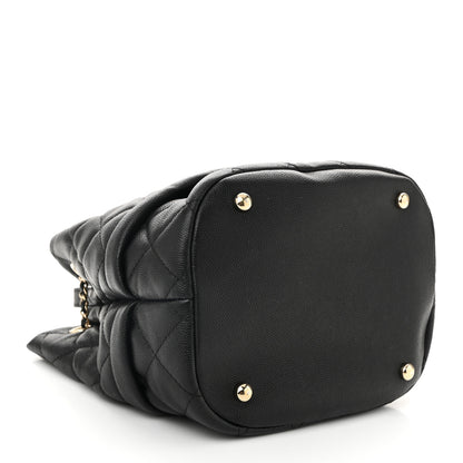 Chanel Caviar Quilted Rolled Up Bucket Drawstring Bag Black 4 of 11