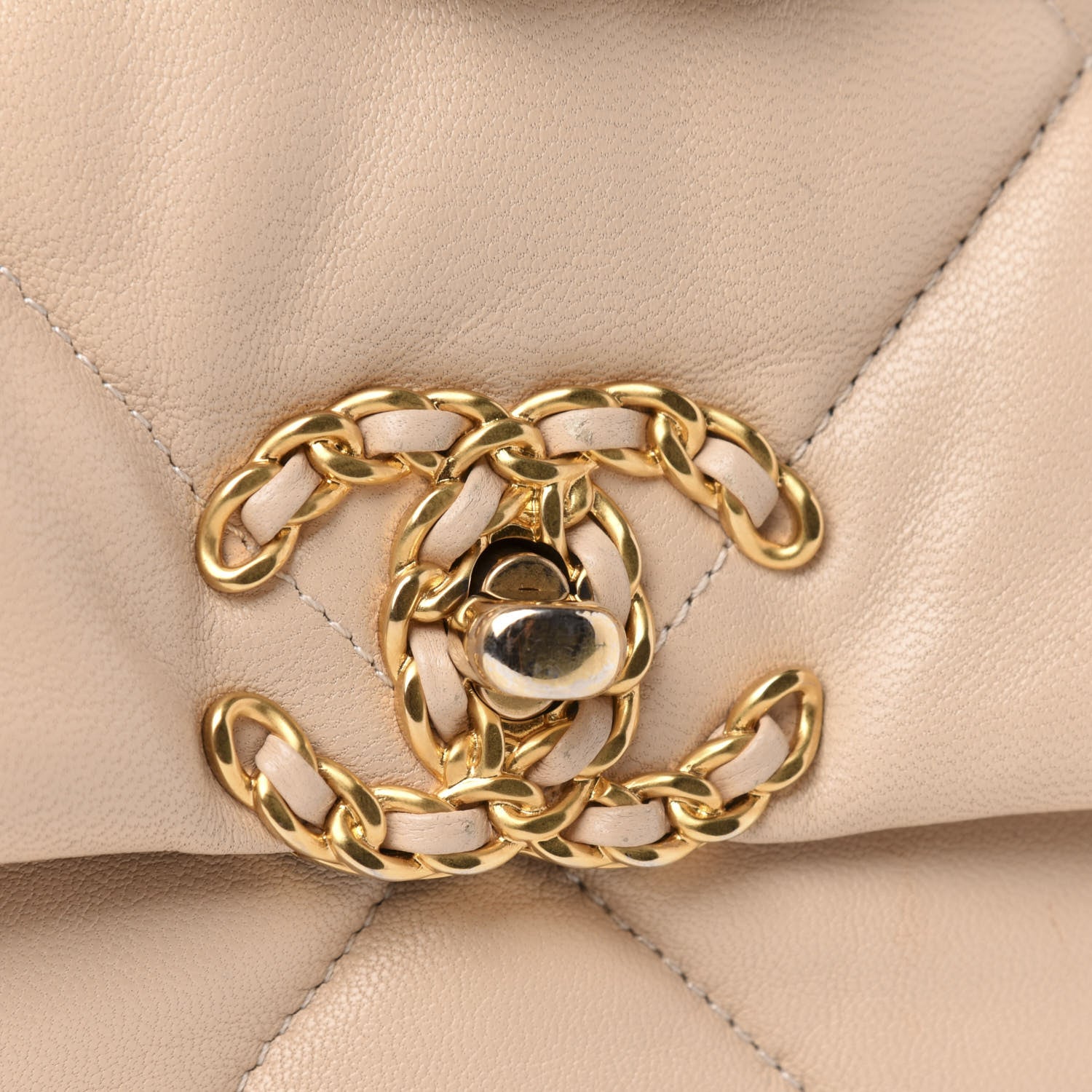 Chanel Lambskin Quilted Large 19 Flap Beige 16 of 18