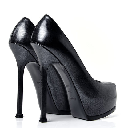 Saint Laurent Metallic Tribtoo 105 Platform Pumps 38.5 Blue 3 of 6