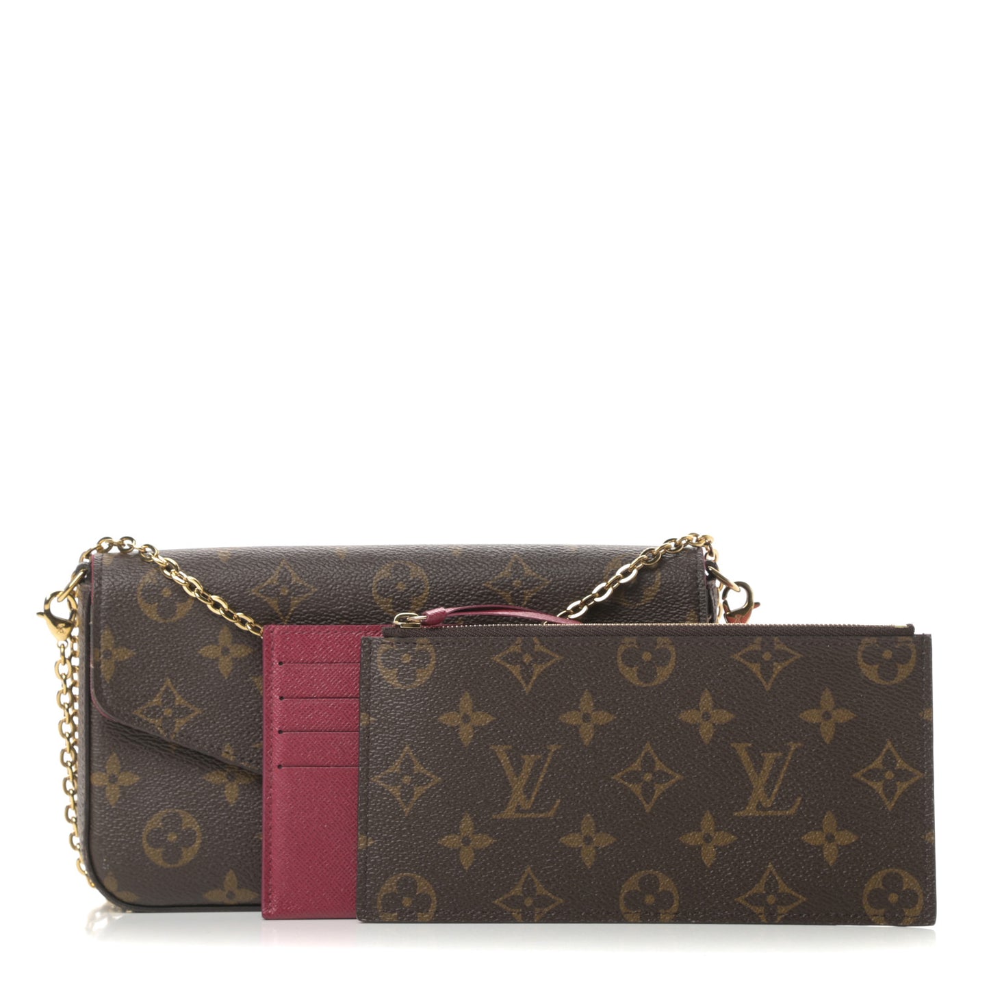 Monogram Pochette Felicie Chain Wallet Fuchsia