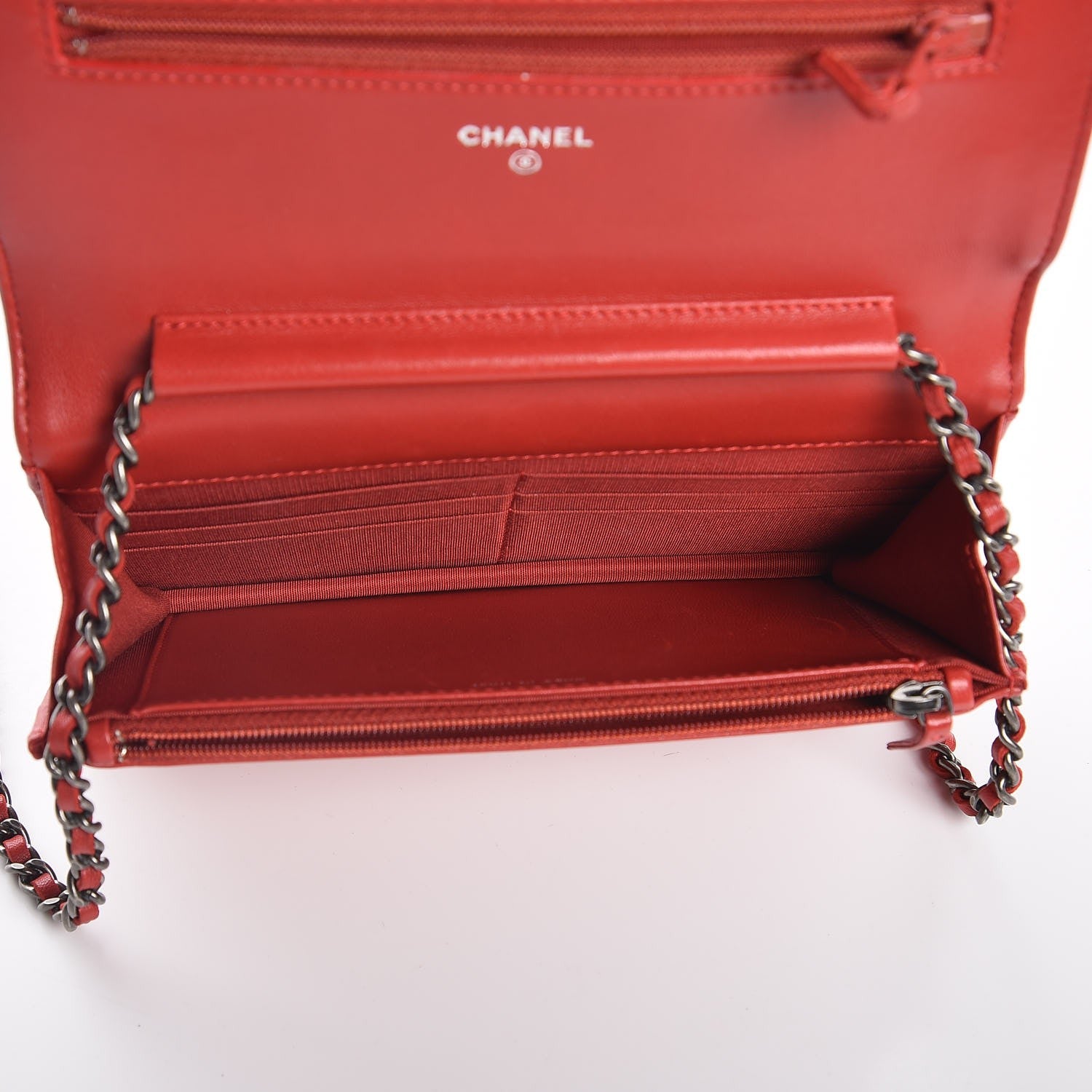 Chanel Lambskin Quilted Boy Wallet On Chain WOC Red 5 of 8