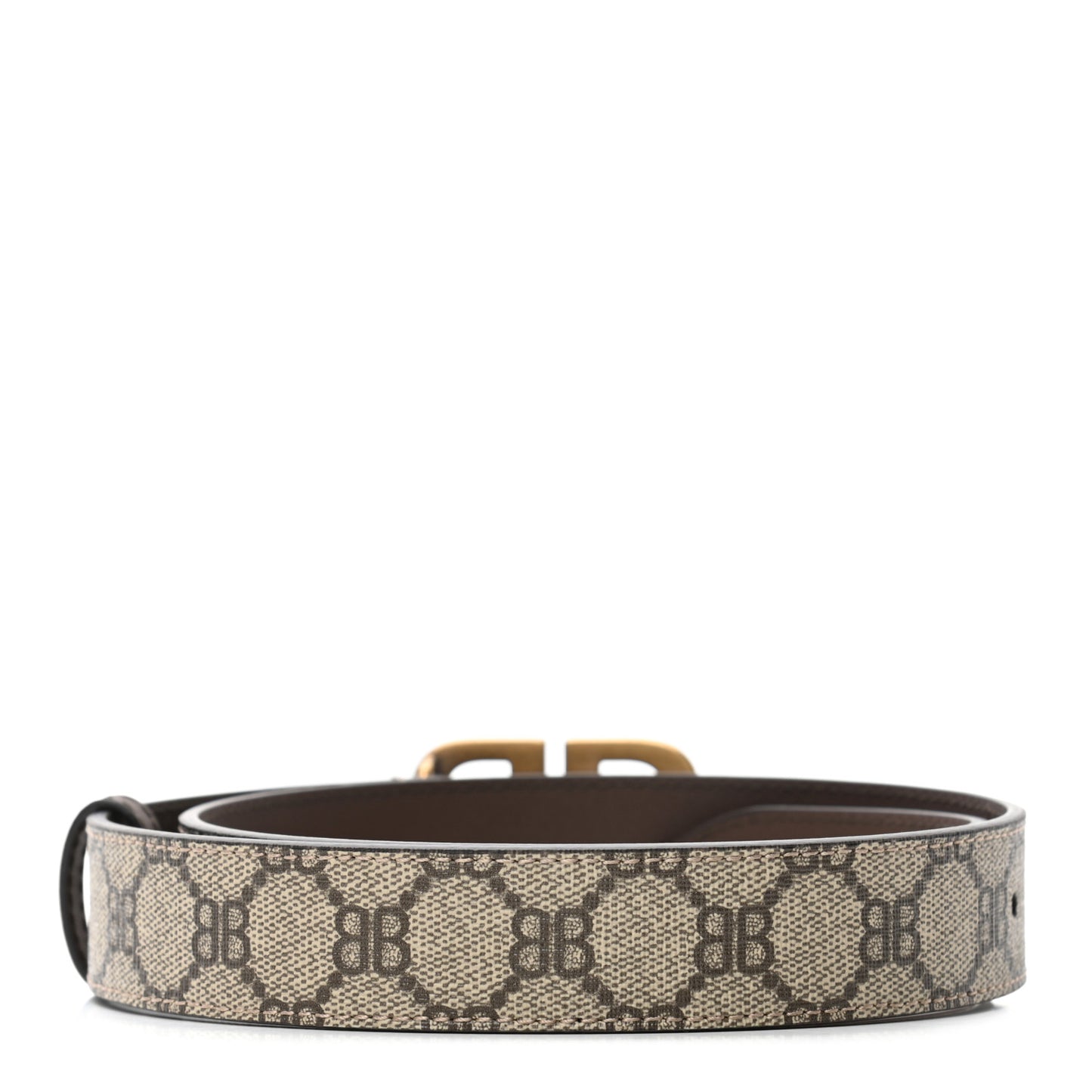 X BALENCIAGA BB Supreme Monogram Belt 80 Beige Ebony