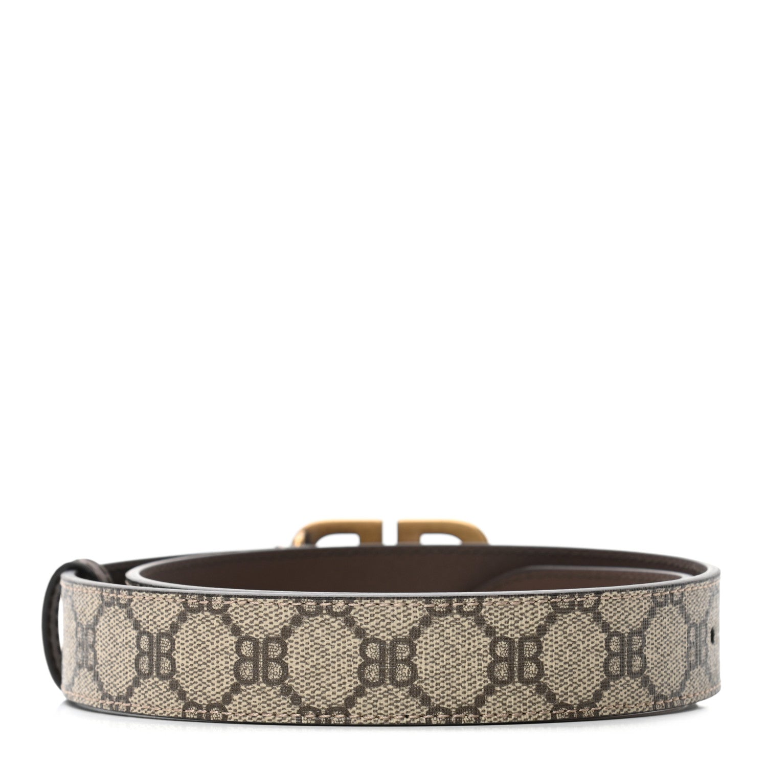 Gucci X BALENCIAGA BB Supreme Monogram Belt 80 Beige Ebony 2 of 5