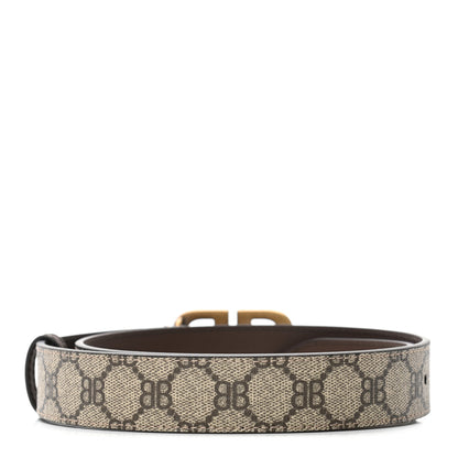 Gucci X BALENCIAGA BB Supreme Monogram Belt 80 Beige Ebony 2 of 5