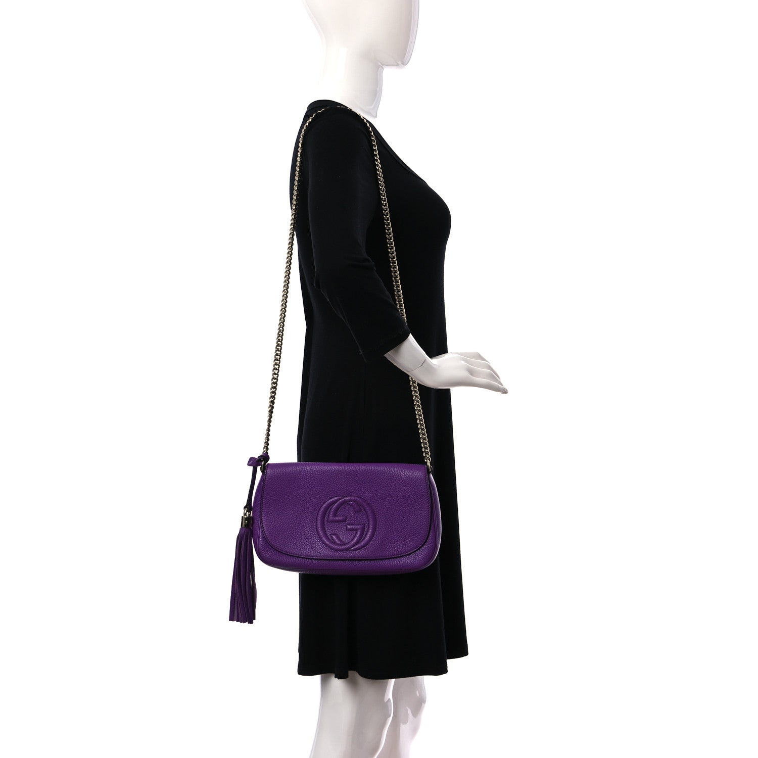 Gucci Pebbled Calfskin Medium Soho Flap Crossbody Shine Purple 2 of 10