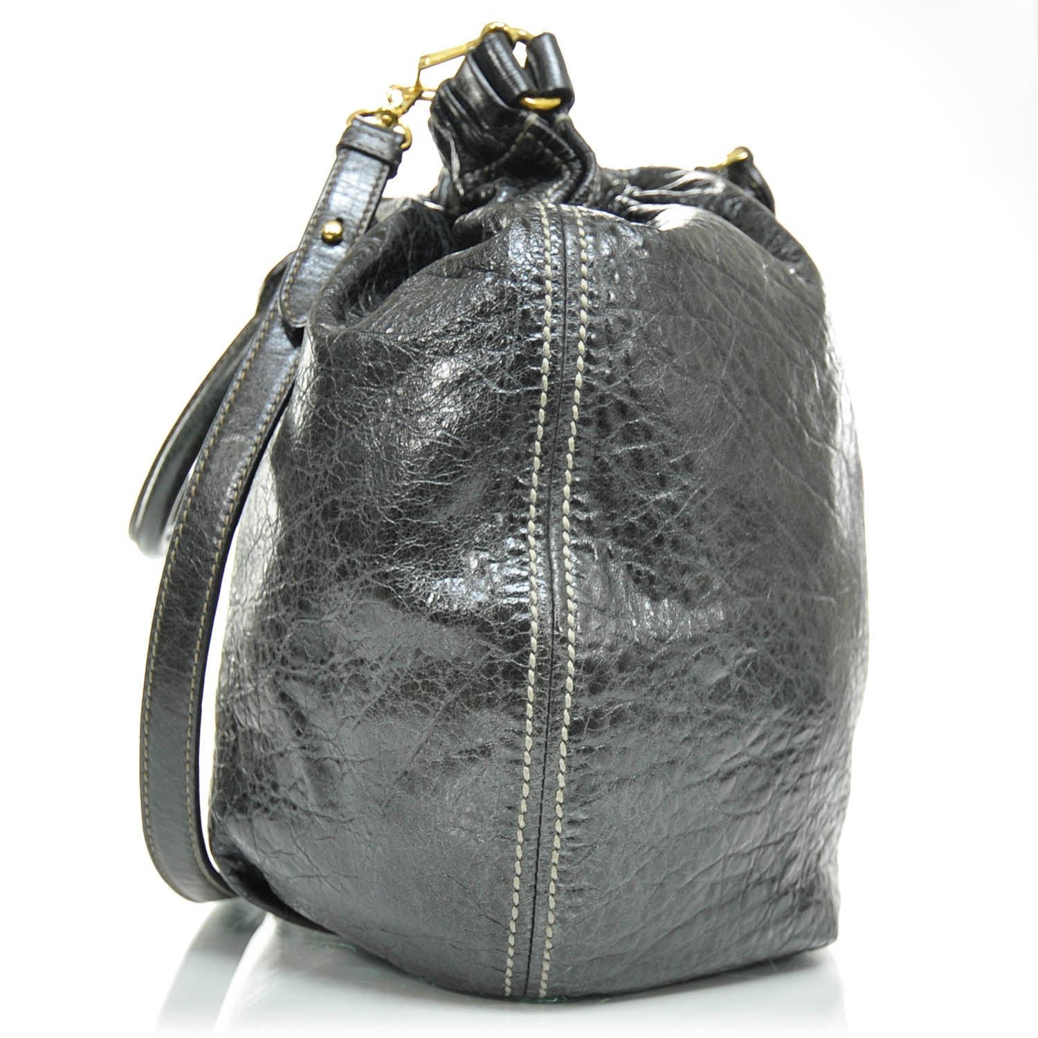 Miu Miu Leather Gathered Tote Black 4 of 9