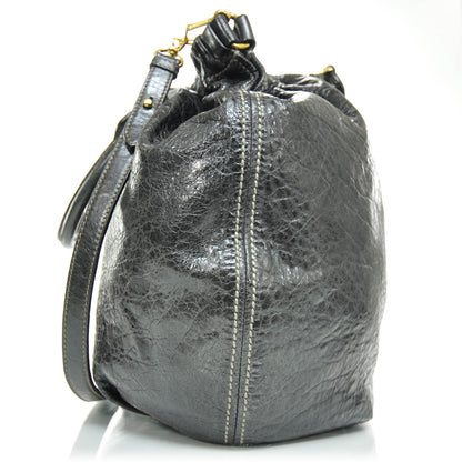 Miu Miu Leather Gathered Tote Black 4 of 9