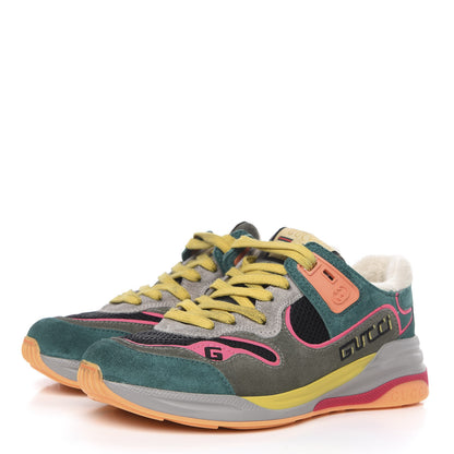 Gucci Suede Calfskin Womens Ultrapace Sneakers 35.5 Green 3 of 8