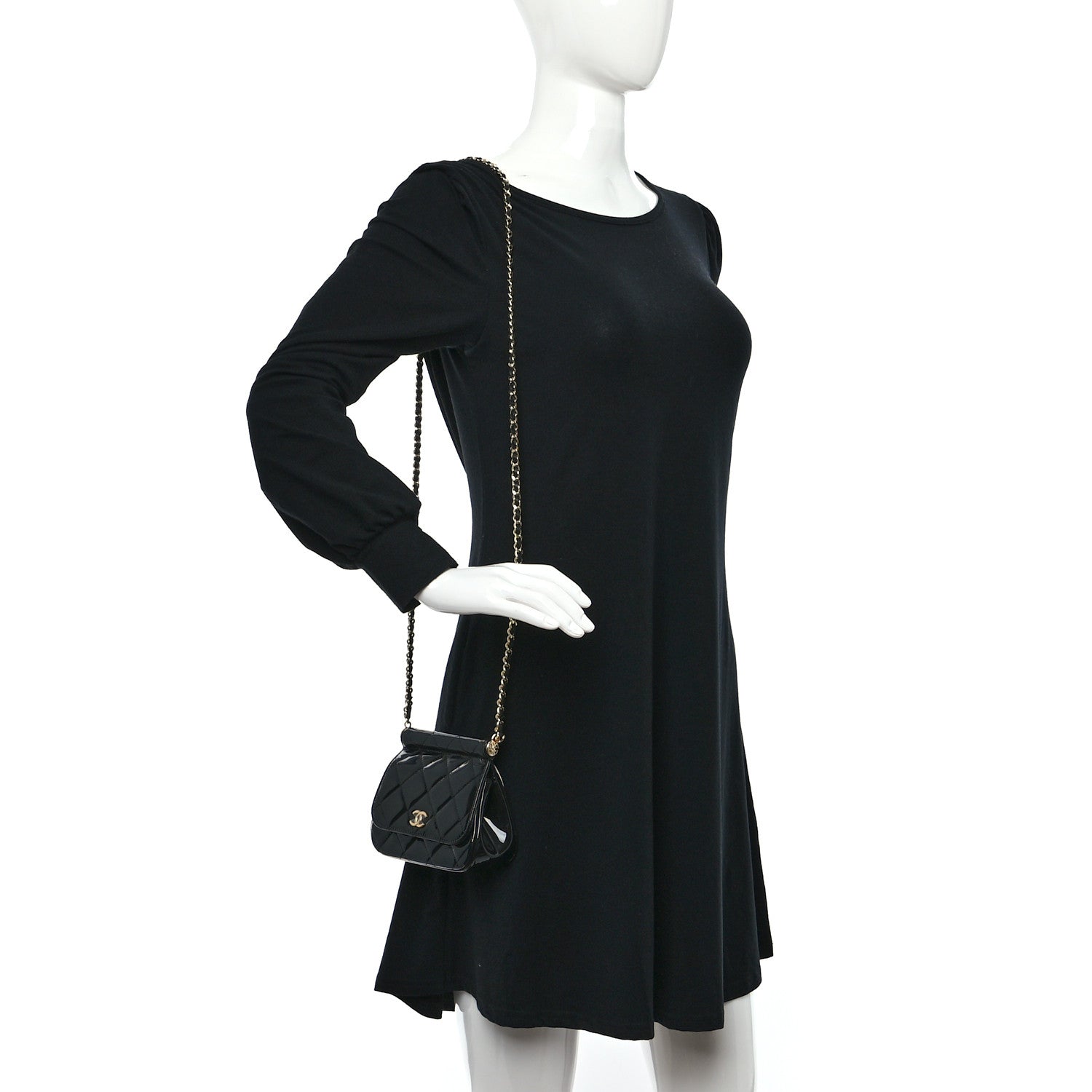 Chanel Patent Quilted Frame Clutch Flap With Chain Black 2 of 11