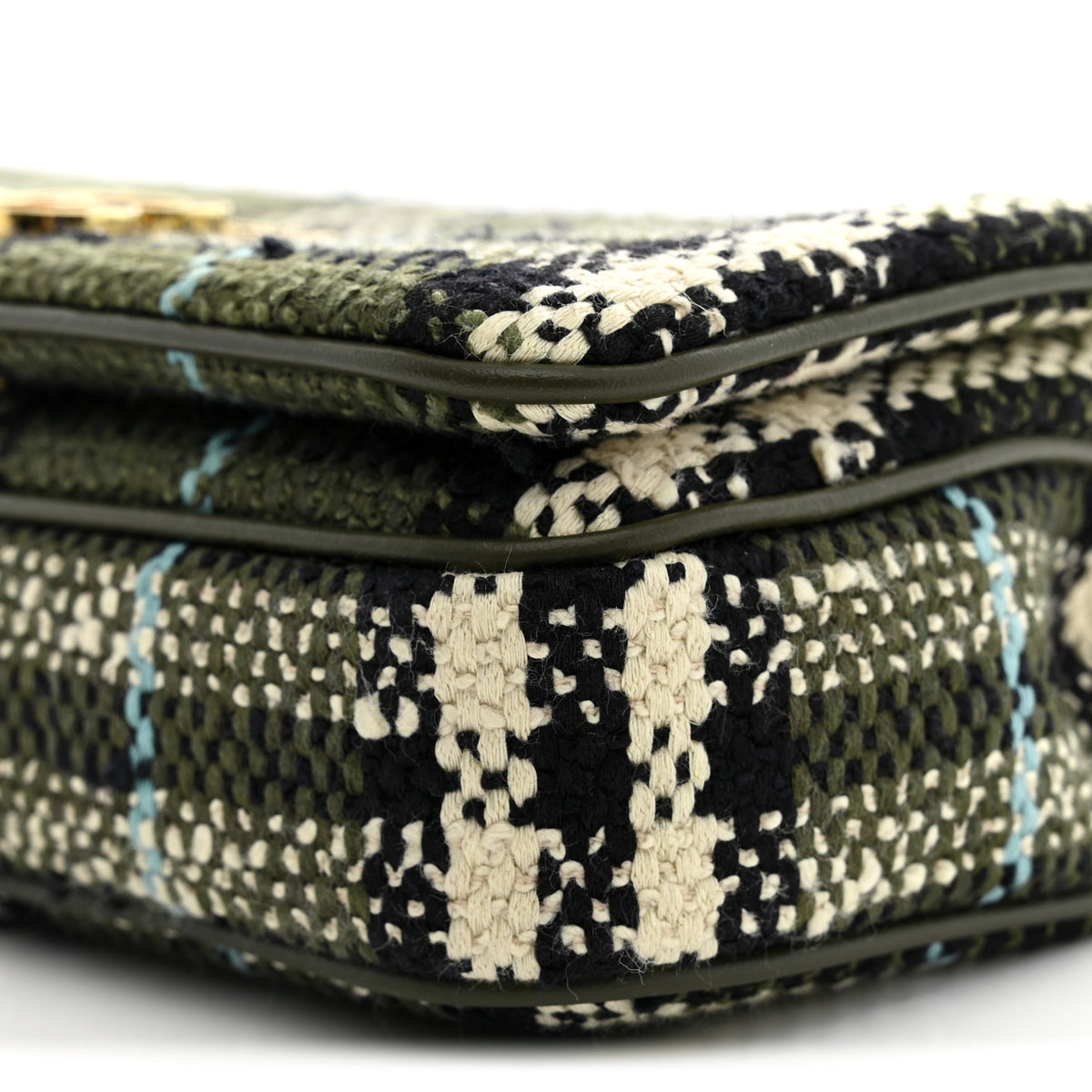 Calfskin Boucle Check Mini Lola Chain Bag Olive Green