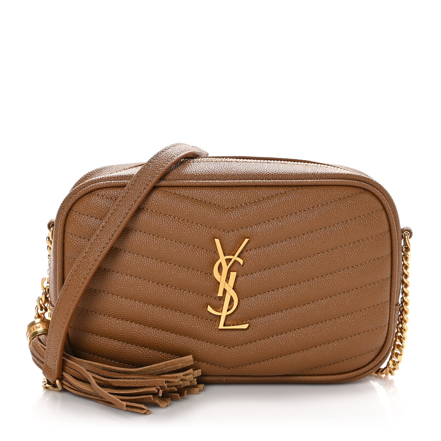 Saint Laurent Grain De Poudre Matelasse Monogram Mini Lou Camera Bag Dark Natural 1 of 10