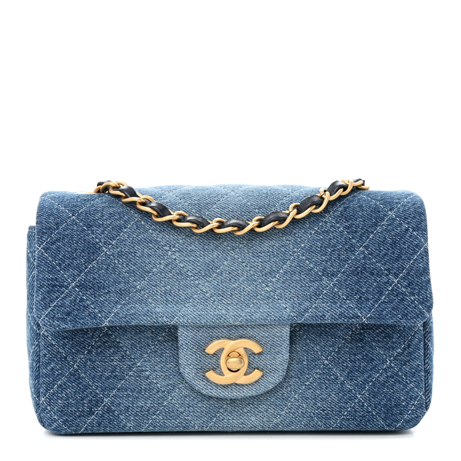 Chanel Washed Denim Quilted Mini Rectangular Flap Blue 1 of 11