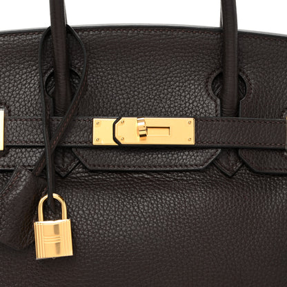 Hermes Taurillon Clemence Birkin 30 Chocolate 8 of 12