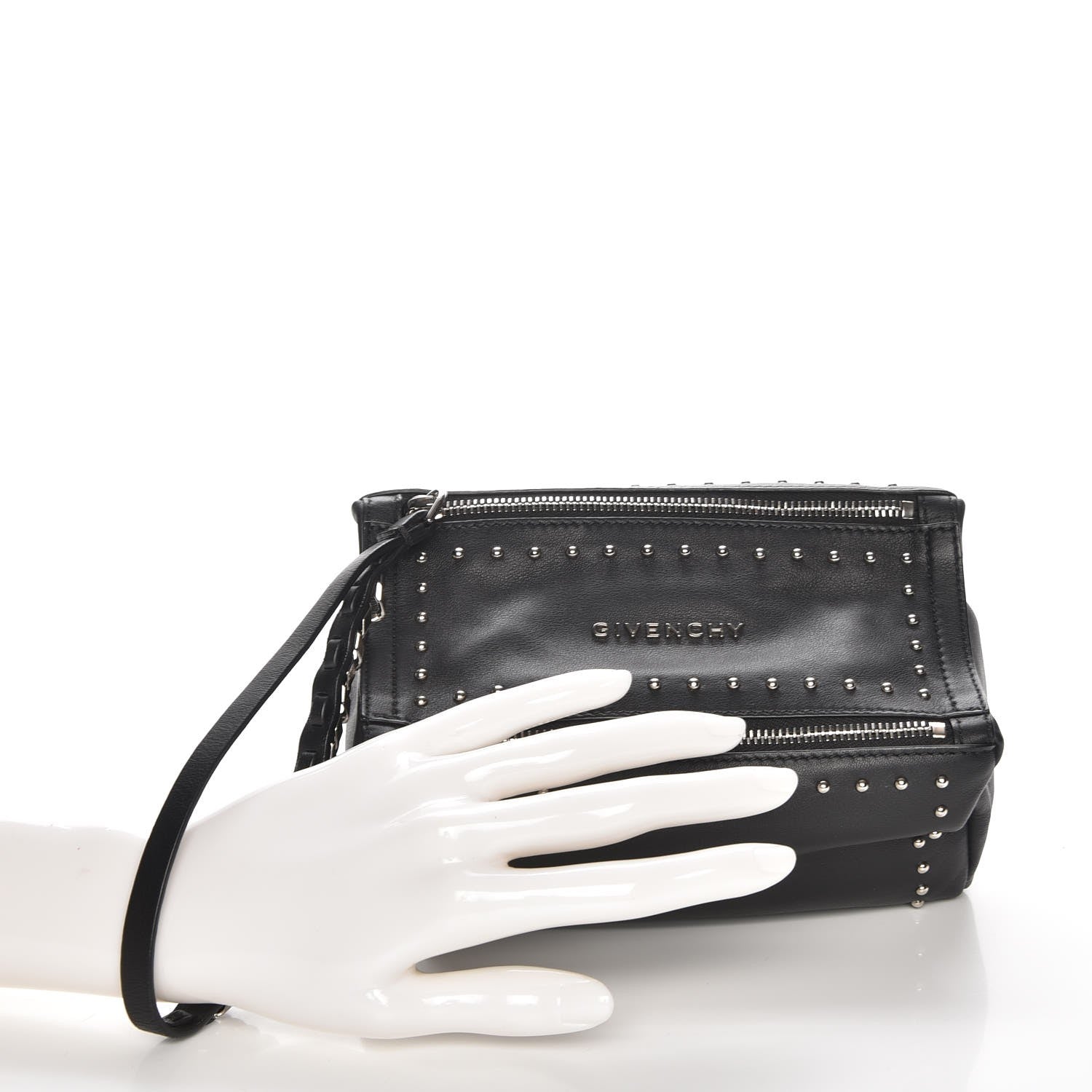 Givenchy Calfskin Studded Pandora Wristlet Black 216202 – FASHIONPHILE