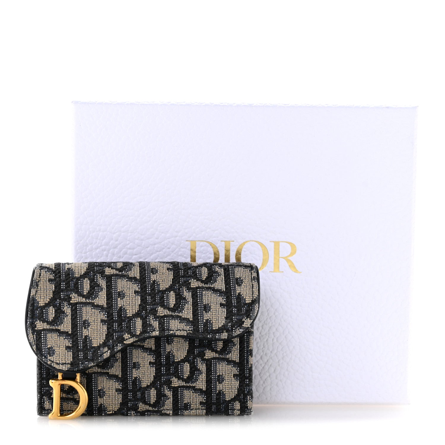 Christian Dior Oblique Saddle Card Holder Blue 9 of 9
