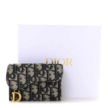 Christian Dior Oblique Saddle Card Holder Blue 9 of 9