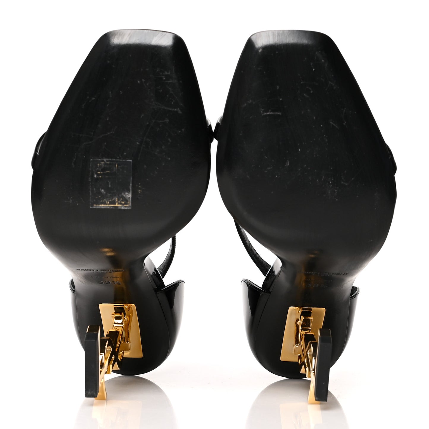 Patent Calfskin Opyum 110 Sandals 38.5 Black Gold