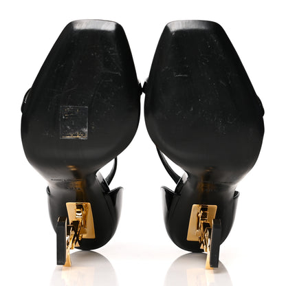 Saint Laurent Patent Calfskin Opyum 110 Sandals 38.5 Black Gold 5 of 7