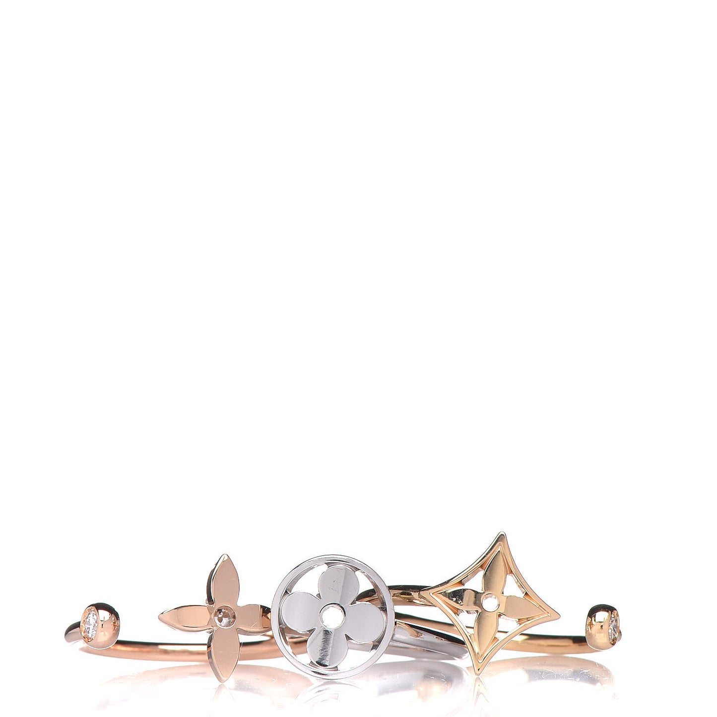 18K Yellow Pink White Gold Diamond Idylle Blossom Ring Set of 3 50 5.25