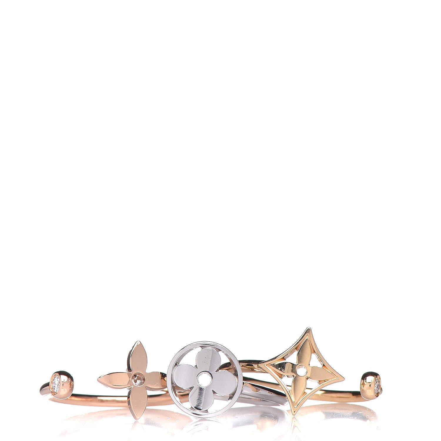 Louis Vuitton 18K Yellow Pink White Gold Diamond Idylle Blossom Ring Set of 3 50 5.25 1 of 12