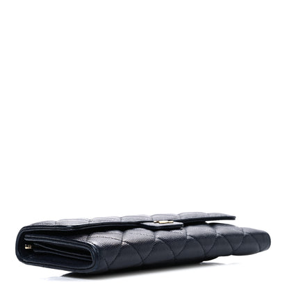 Chanel Caviar Quilted Large Gusset Flap Wallet Navy 4 of 9