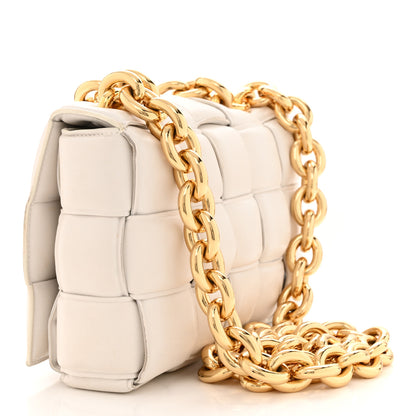 Bottega Veneta Lambskin Maxi Intreccio Padded Chain Cassette Crossbody Bag White 3 of 12