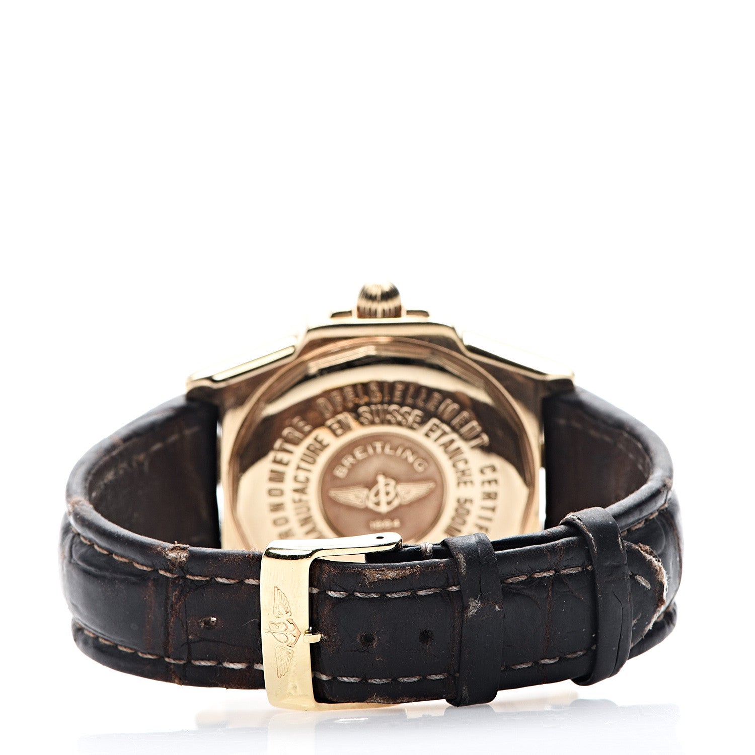 Breitling 18K Yellow Gold Alligator 44mm Windrider Headwind Automatic Watch Blue K45355 3 of 17