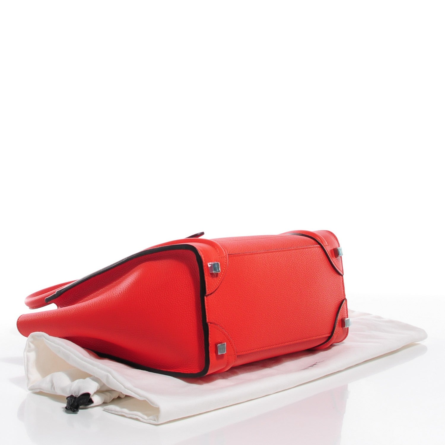Celine Drummed Calfskin Micro Luggage Vermillion 4 of 8