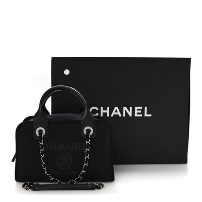 Chanel Mixed Fibers Deauville Bowling Bag Black 11 of 11