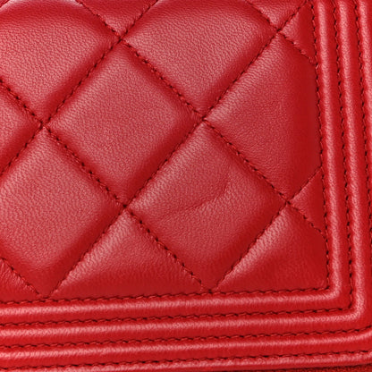 Chanel Lambskin Quilted Small Boy Zip Around Wallet Dark Red 14 of 14