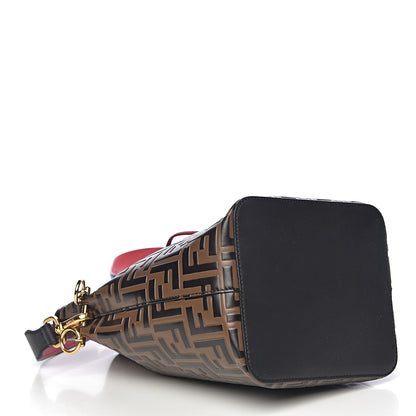 Fendi Vitello Grace F is Fendi Bi-Color FF 1974 Embossed Grande Mon Tresor Bucket Bag Maya Black Fragola 4 of 13