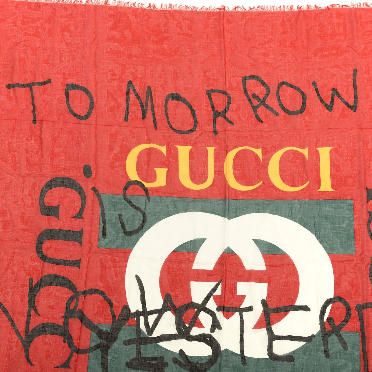 Gucci Modal Silk Coco Capitan Logo Square Scarf Flame 2 of 4