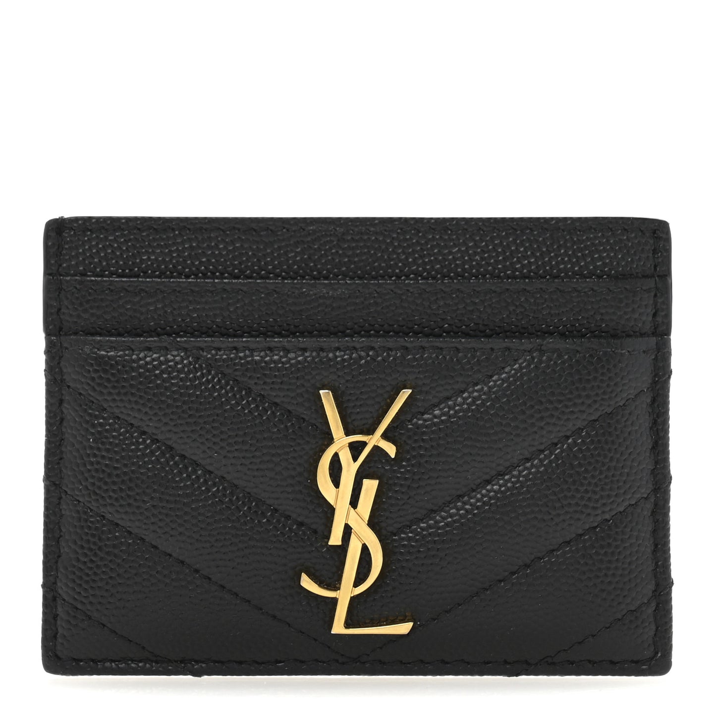 Grain De Poudre Matelasse Chevron Monogram Credit Card Case Black