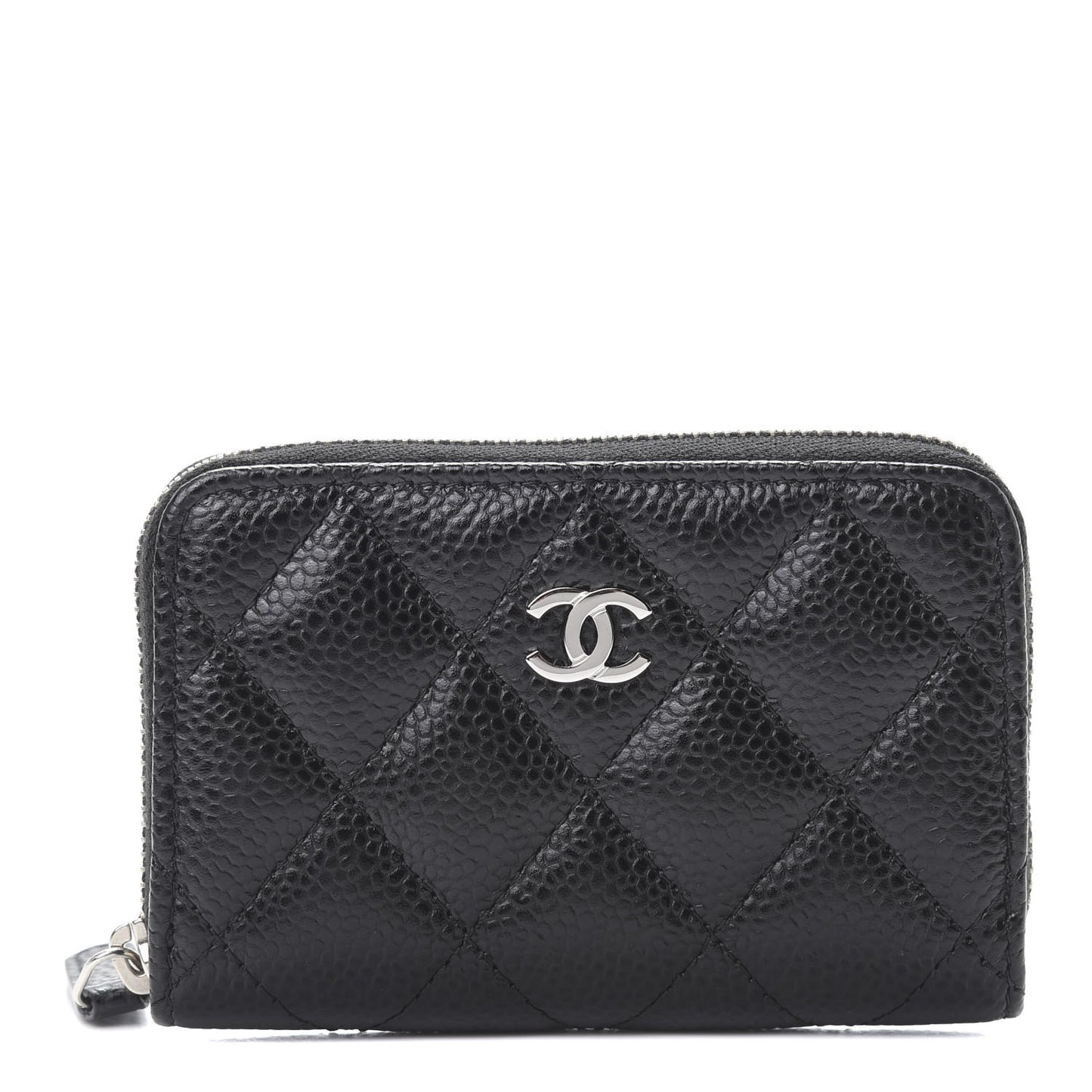 Caviar Quilted Zip Coin Purse Black