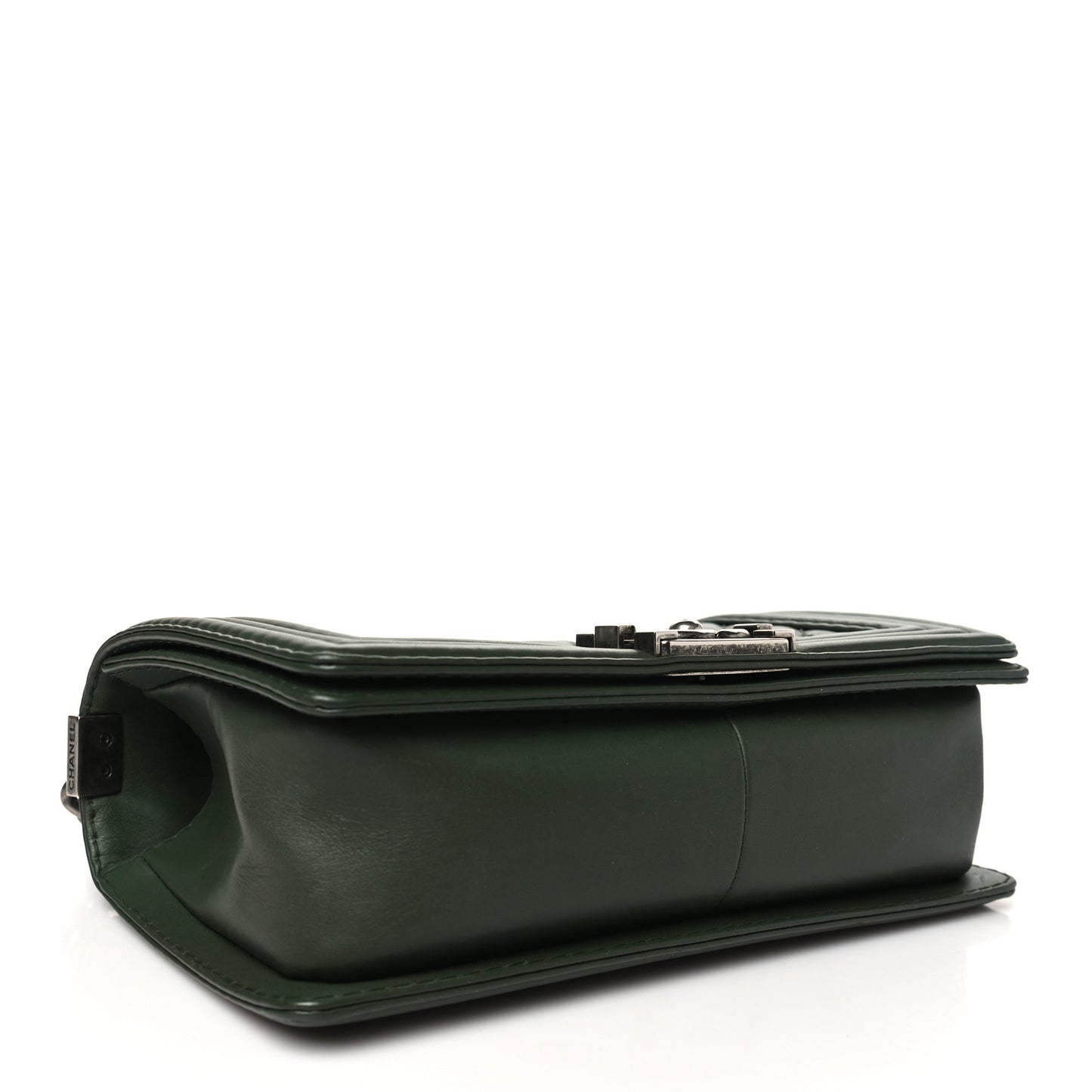 Calfskin Stitched Medium Boy Flap Dark Green