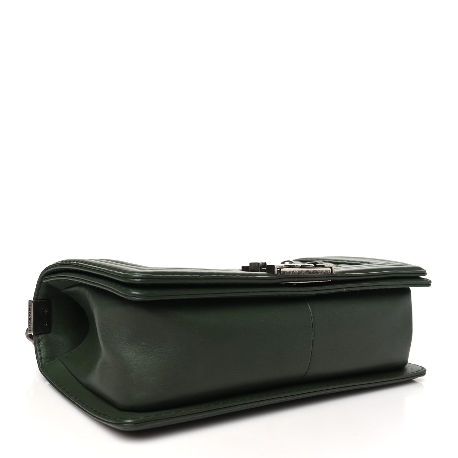 Chanel Calfskin Stitched Medium Boy Flap Dark Green 4 of 10