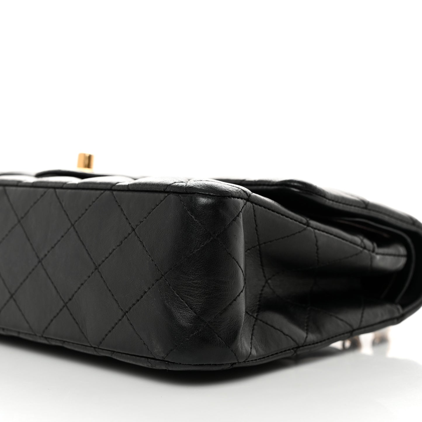 Lambskin Quilted Medium Double Flap Black