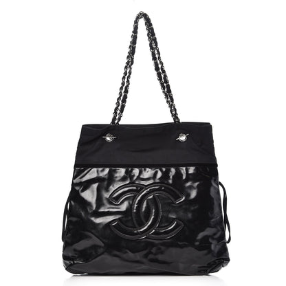 Chanel Vinyl Spirit Drawstring Tote Black 1 of 11