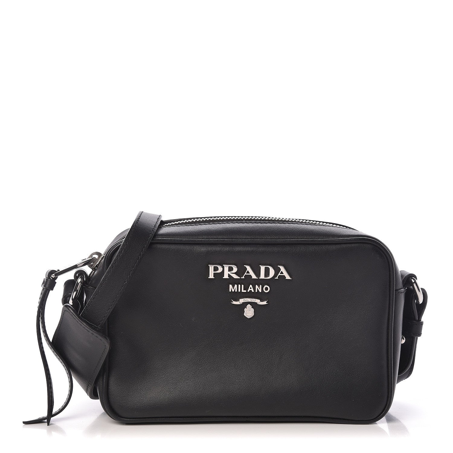 Prada Soft Calfskin Camera Crossbody Bag Black 1 of 10
