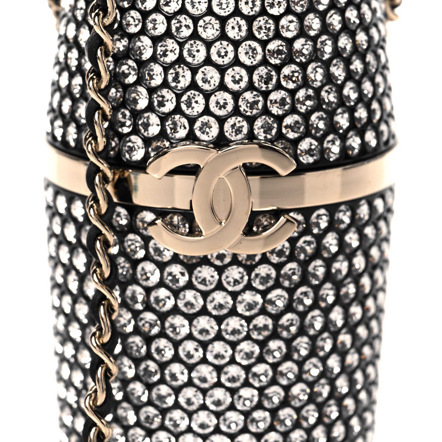 Chanel Metal Resin Lambskin Crystal Lipstick Case Long Necklace On Chain Silver Black Gold 6 of 9