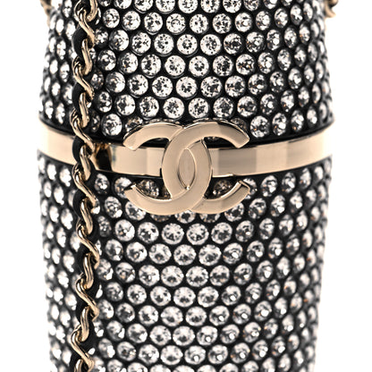 Chanel Metal Resin Lambskin Crystal Lipstick Case Long Necklace On Chain Silver Black Gold 6 of 9