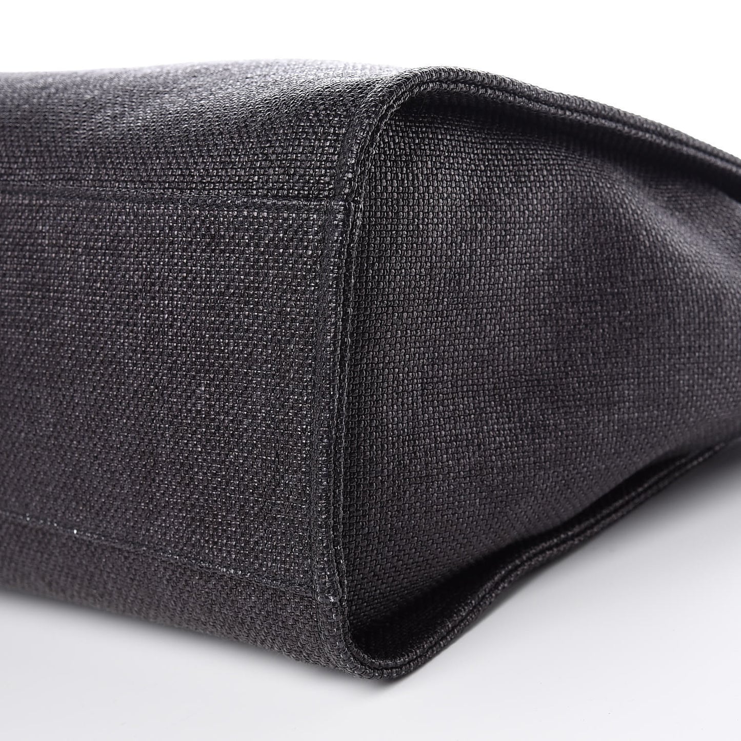 Woven Straw Raffia Large Deauville Tote Black