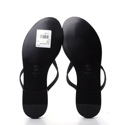Chanel Suede Pearl Thong Sandals 40 Black 6 of 10