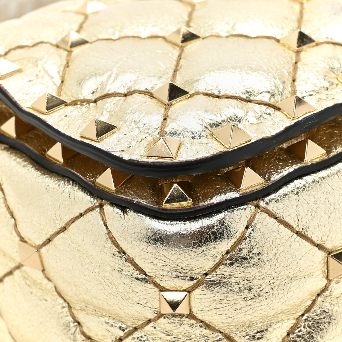 Metallic Nappa Small Rockstud Spike Shoulder Bag Platino