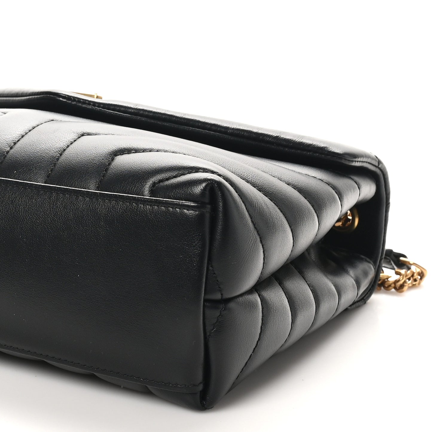 Calfskin Y Quilted Monogram Small Loulou Chain Satchel Black