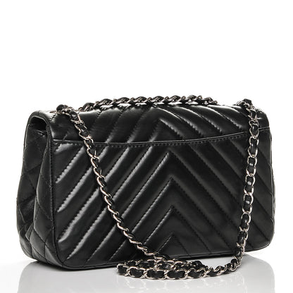Chanel Lambskin Surpique Chevron Medium Single Flap Black 3 of 7