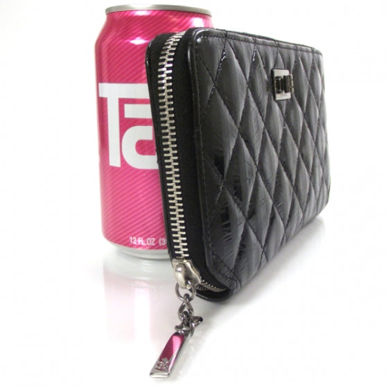 Leather Striped Reissue Wallet Metallic Black
