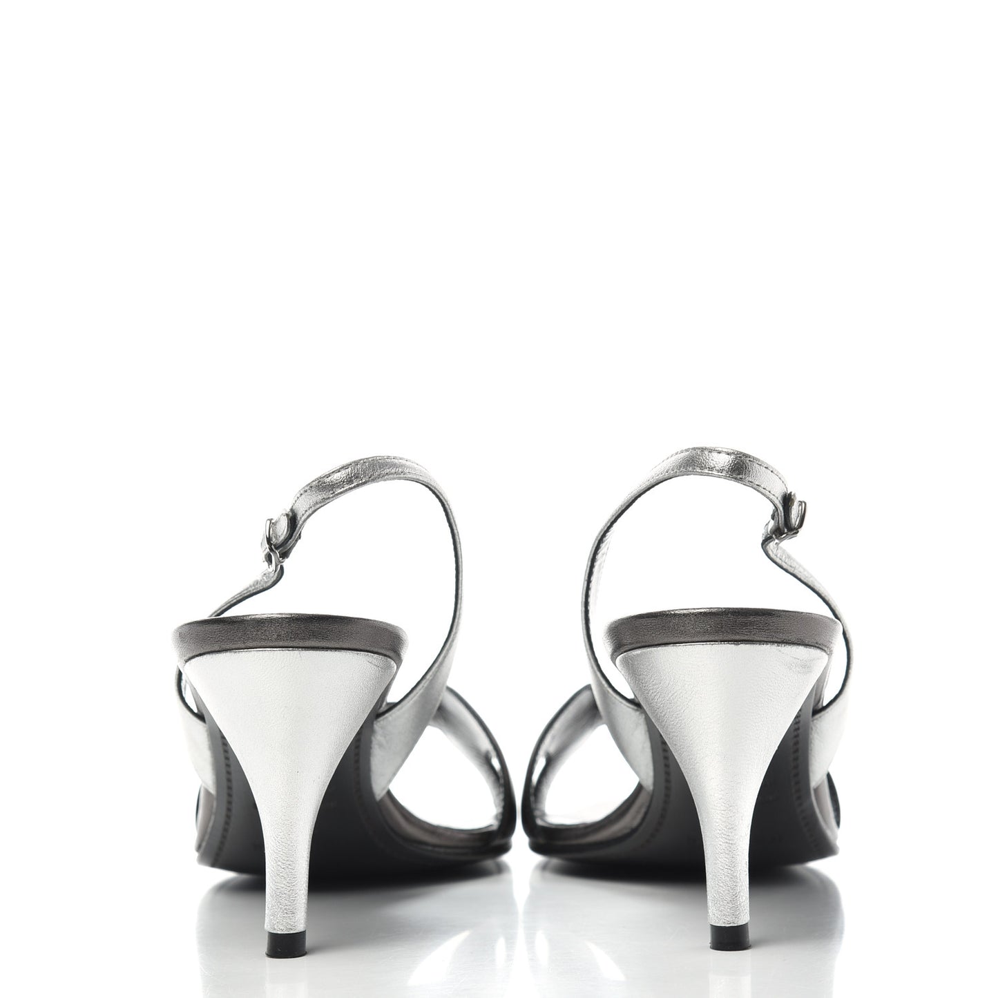 Metallic Nappa Night 70 Slingback Sandals 39.5 Canon De Fusil Argent