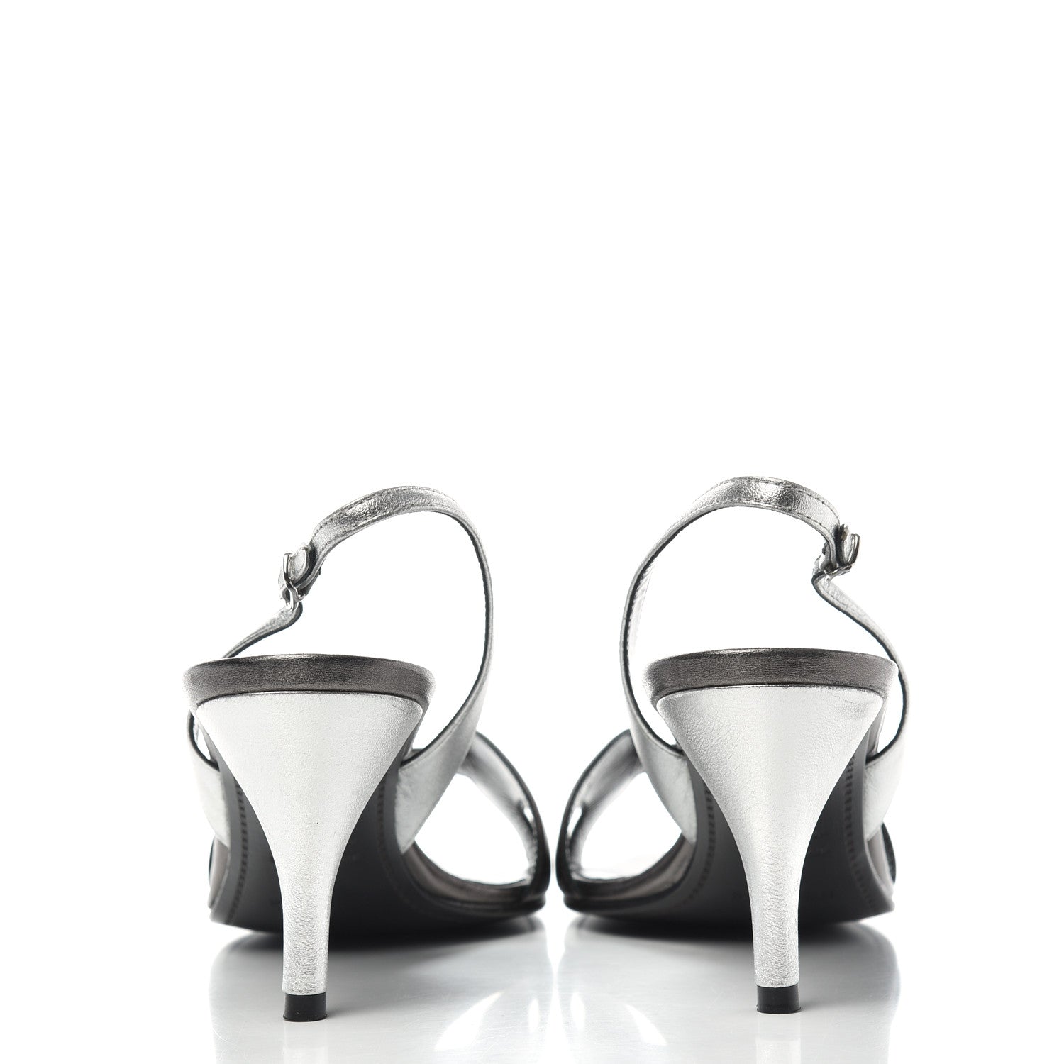Hermes Metallic Nappa Night 70 Slingback Sandals 39.5 Canon De Fusil Argent 7 of 9