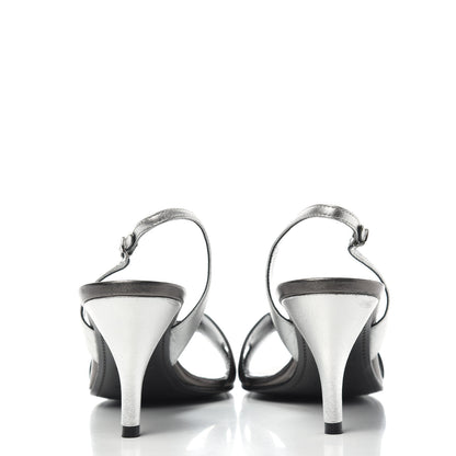 Hermes Metallic Nappa Night 70 Slingback Sandals 39.5 Canon De Fusil Argent 7 of 9